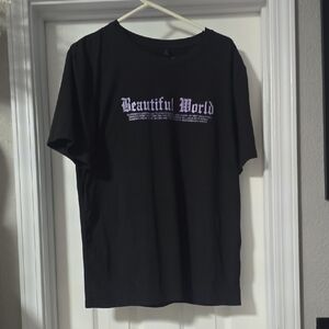 ROMWE Black Tee with Purple Graphic